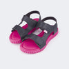 Sandália Papete Infantil Feminina Candy Fecho Perfuro Preto e Pink