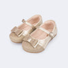 Sapato Infantil Pampili Mini Angel Laço Duplo Strass Glitter Dourado