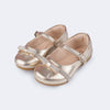 Sapato Infantil Pampili Mini Angel Laço com Strass Dourado