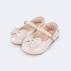 Sapato Infantil Feminino Mini Angel Duplo Laço Nude Verniz
