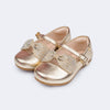 Sapato Infantil Feminino Pampili Mini Angel Laço com Brilho Dourado