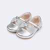 Sapato Infantil Feminino Pampili Mini Angel Laço com Brilho Prata