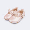 Sapato Infantil Feminino Pampili Mini Angel Laço Removível com Pérolas Rosê
