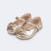 Sapatilha Infantil Pampili Mini Angel Laço e Strass Dourada