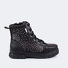 Bota Coturno Infantil Feminina Lucky Glitter Strass Preta