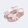 Sandália Infantil Pampili Cherrie Laço com Glitter Rosa Claro