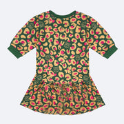 Vestido Infantil Bambollina Animal Print Verde e Colorido - costas do vestido infantil bambollina