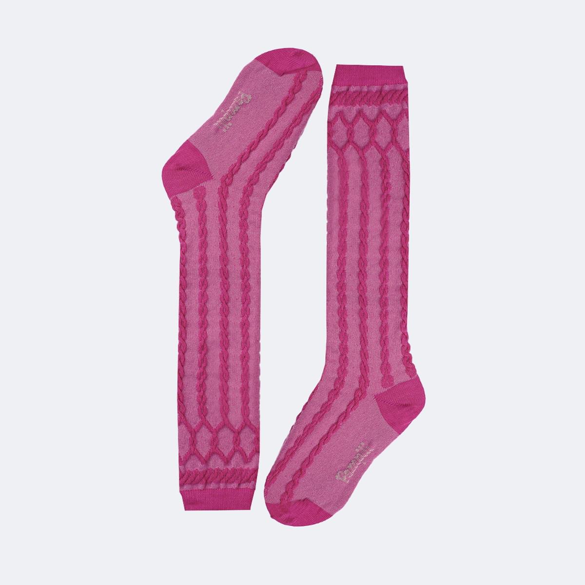 Meia Infantil Feminina 7/8 Pampili Textura Pink - meia quentinha