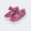 Tênis de Couro Infantil Feminino Claire Laço Removível Pink