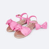 Sandália Infantil Pampili Aurora Laço Rosa - Vem com Presilha de Cabelo