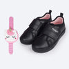 Tênis Escolar Infantil Pampili Luna Preto com Rosa Bebê - Vem com Pulseira Porta Moedas