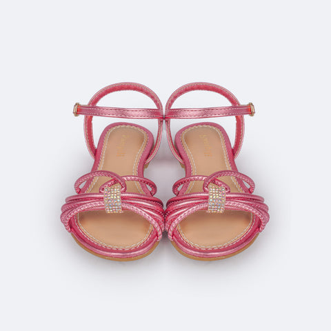 Sandália Infantil Pampili Cherrie Tira Comfy Strass Rosa Claro - sandália infantil fivela easy