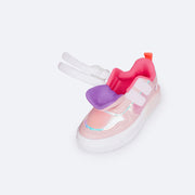 Tênis Infantil Pampili XP 21 Pets Rosê e Pink - abertura do tênis calce fácil