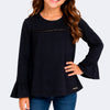 Blusa Bata Manga Longa Infantil Momi Preta