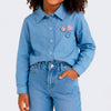 Camisa Infantil Feminina Pampili Patches Jeans