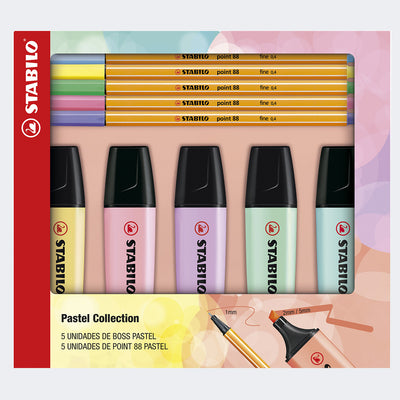 Caneta Stabilo Kit Pastel Collection 10 Itens Colorida - frente do kit