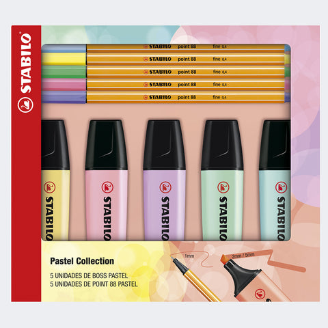 Caneta Stabilo Kit Pastel Collection 10 Itens Colorida - frente do kit