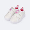Tênis Escolar Infantil Pampili Luna Patche Unicórnio Branco e Rosa Chiclete