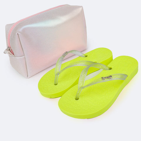 Chinelo Infantil Pampili Love Amarelo Neon - Vem com necessaire!