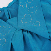 Vestido Infantil Bambollina Bordado Coração Azul