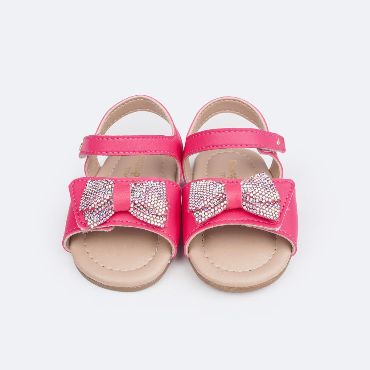 Sandália de Bebê Pampili Nana Laço com Nó e Strass Pink Maravilha