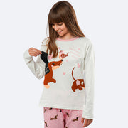 Pijama Infantil Alakazoo Manga Longa Brilha no Escuro Star Dogs Rosa - pijama infantil feminino