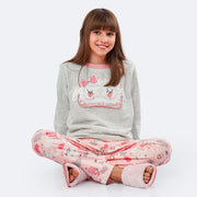 Pijama Infantil Alakazoo Brilha no Escuro Moletom Ovelha Rosa - pijama infantil manga longa