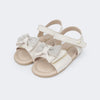 Sandália de Bebê Pampili Nana com Lacinho Duplo e Manta de Strass Nude
