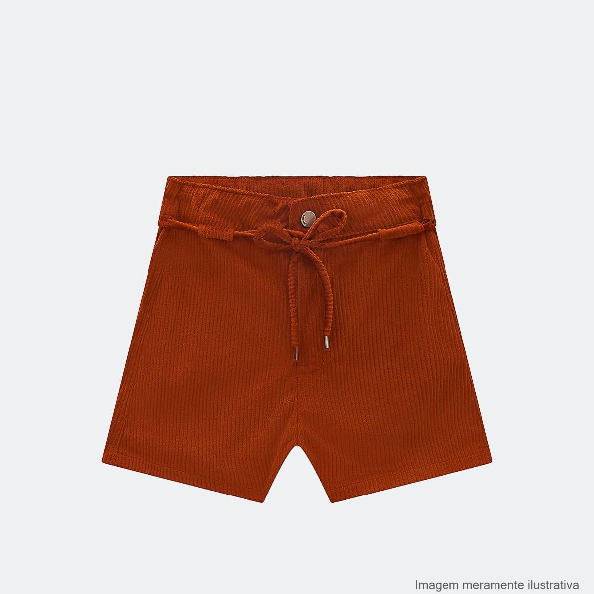 Short Infantil Vic&Vicky Cintura Alta Cotelê Terra - short cotelê infantil
