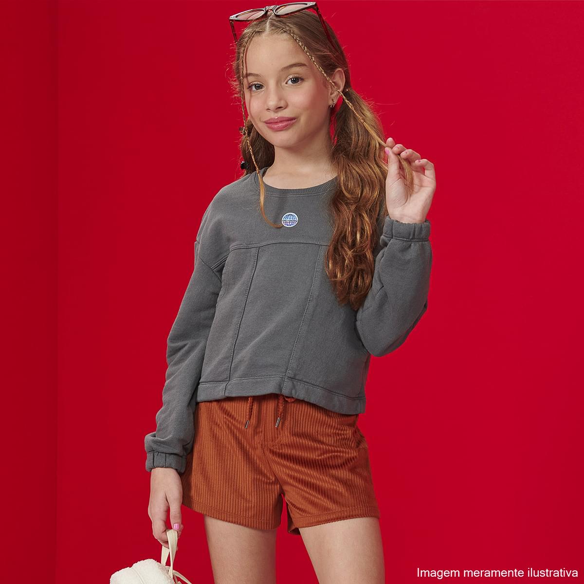 Short Infantil Vic&Vicky Cintura Alta Cotelê Terra - short em cotelê