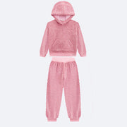 Conjunto Infantil Infanti Blusão e Calça Jogger Teddy Rosa Chá - conjunto infantil feminino