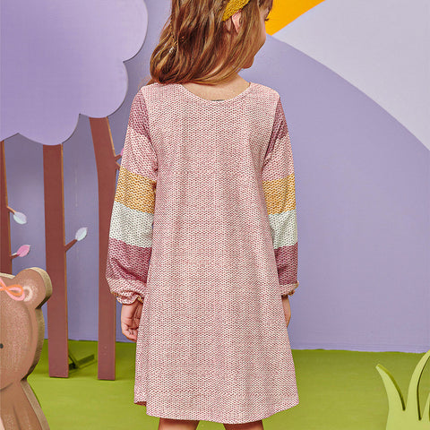 Vestido Infantil Kukiê Manga Longa Alecrim Rosa Mescla