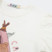 Conjunto Infantil Kukiê Manga Longa Acampamento Ursa Off White