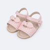 Sandália de Bebê Pampili Nana Lacinho e Perfuros Rosa Glacê