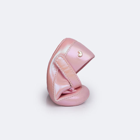 Sapato de Bebê Pampili Nina Laço Glitter e Tachas Rosê - sapatinho flexível para bebê