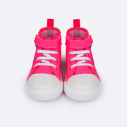 Tênis Cano Médio Pampili Mini Easy Pink Neon -detalhe frontal do tênis