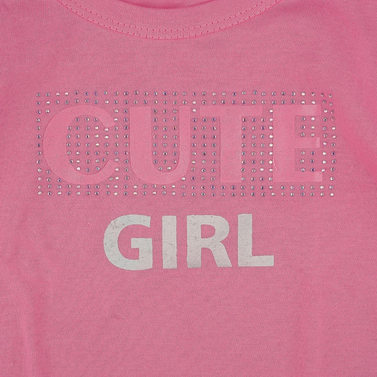 Camiseta Infantil Pampili Manga Longa Cute Girl Rosa e Branca - blusa com escrito "cute girl"