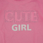 Camiseta Infantil Pampili Manga Longa Cute Girl Rosa e Branca - blusa com escrito "cute girl"