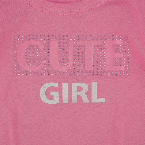 Camiseta Infantil Pampili Manga Longa Cute Girl Rosa e Branca - blusa com escrito "cute girl"