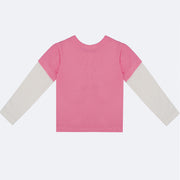 Camiseta Infantil Pampili Manga Longa Cute Girl Rosa e Branca - costas da blusa