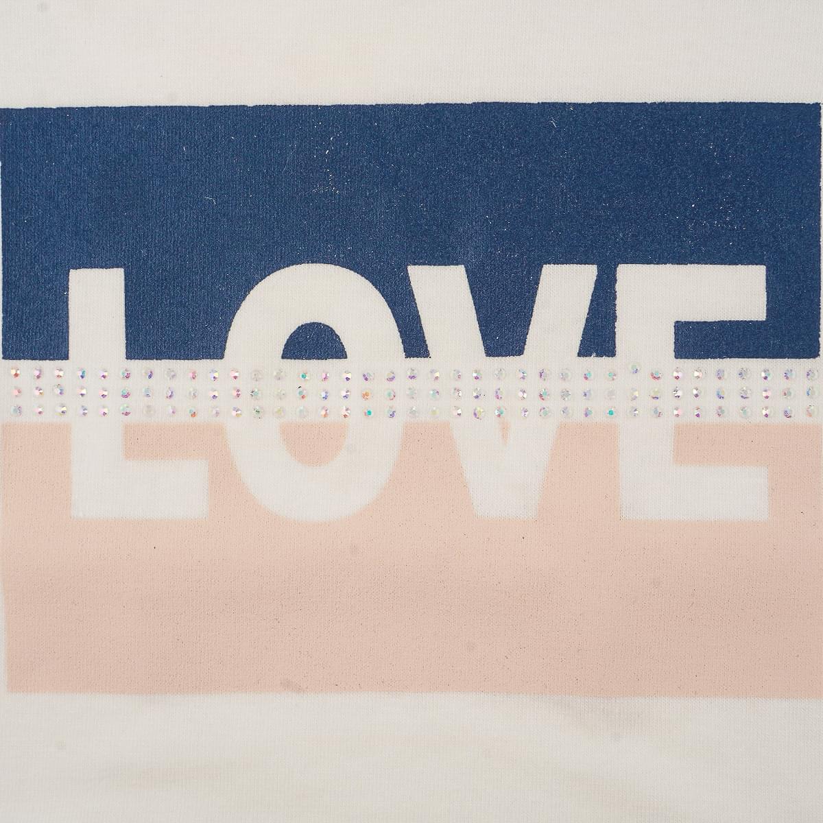 Blusa Infantil Pampili Babado Voal Off White - estampa "love"