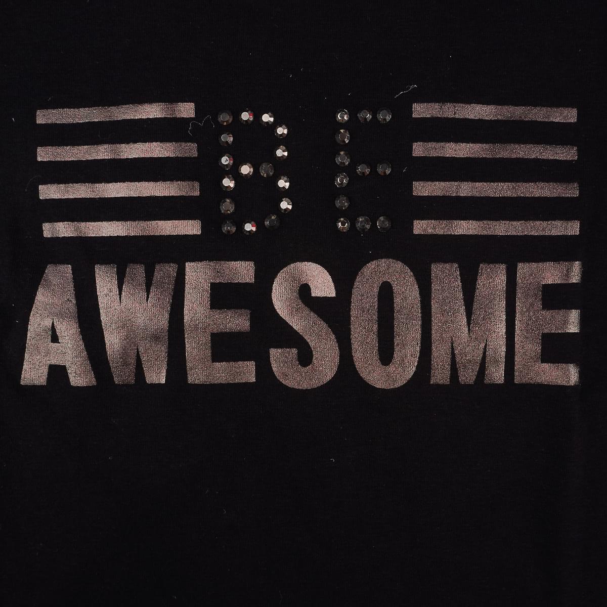 Camiseta Infantil Pampili Manga Longa Be Awesome Preta - camiseta com escrito "be awesome"