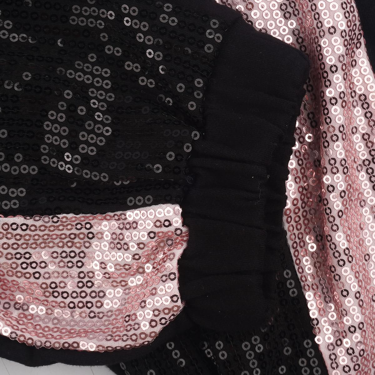 Calça Jogger Pampili Moletom Paetê Preta e Rosa - calça com detalhes em paetê