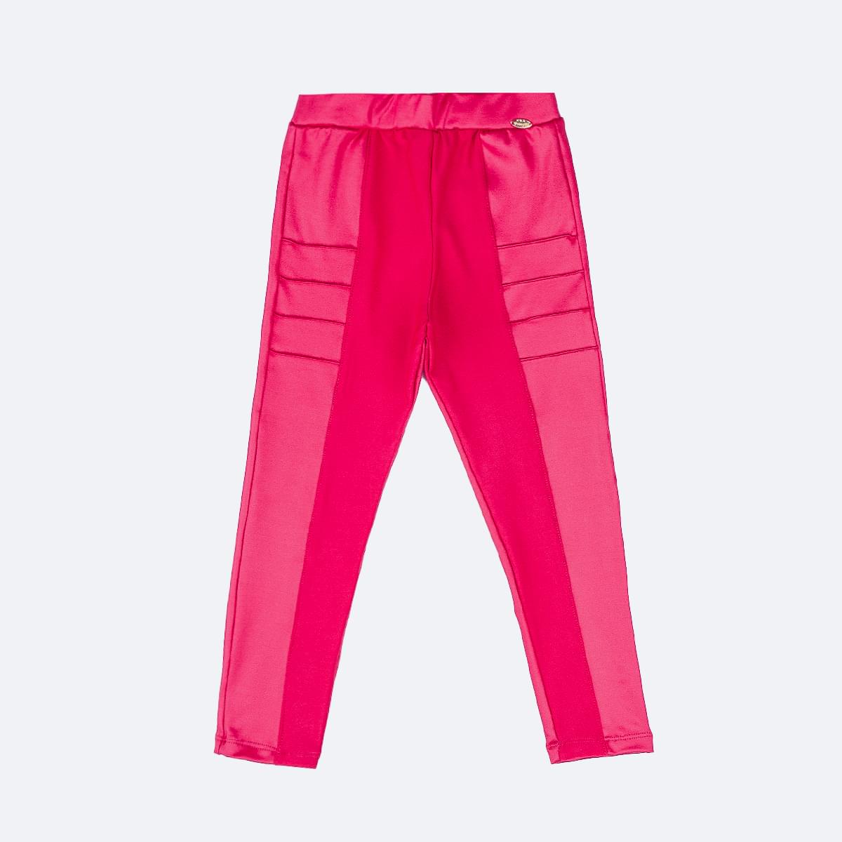 Calça Legging Infantil Pampili Acetinada Pink - frente da calça 