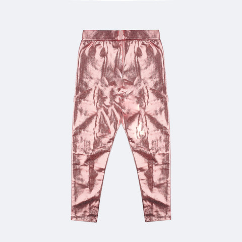 Calça Legging Infantil Pampili Holográfica Rose - costas da calça