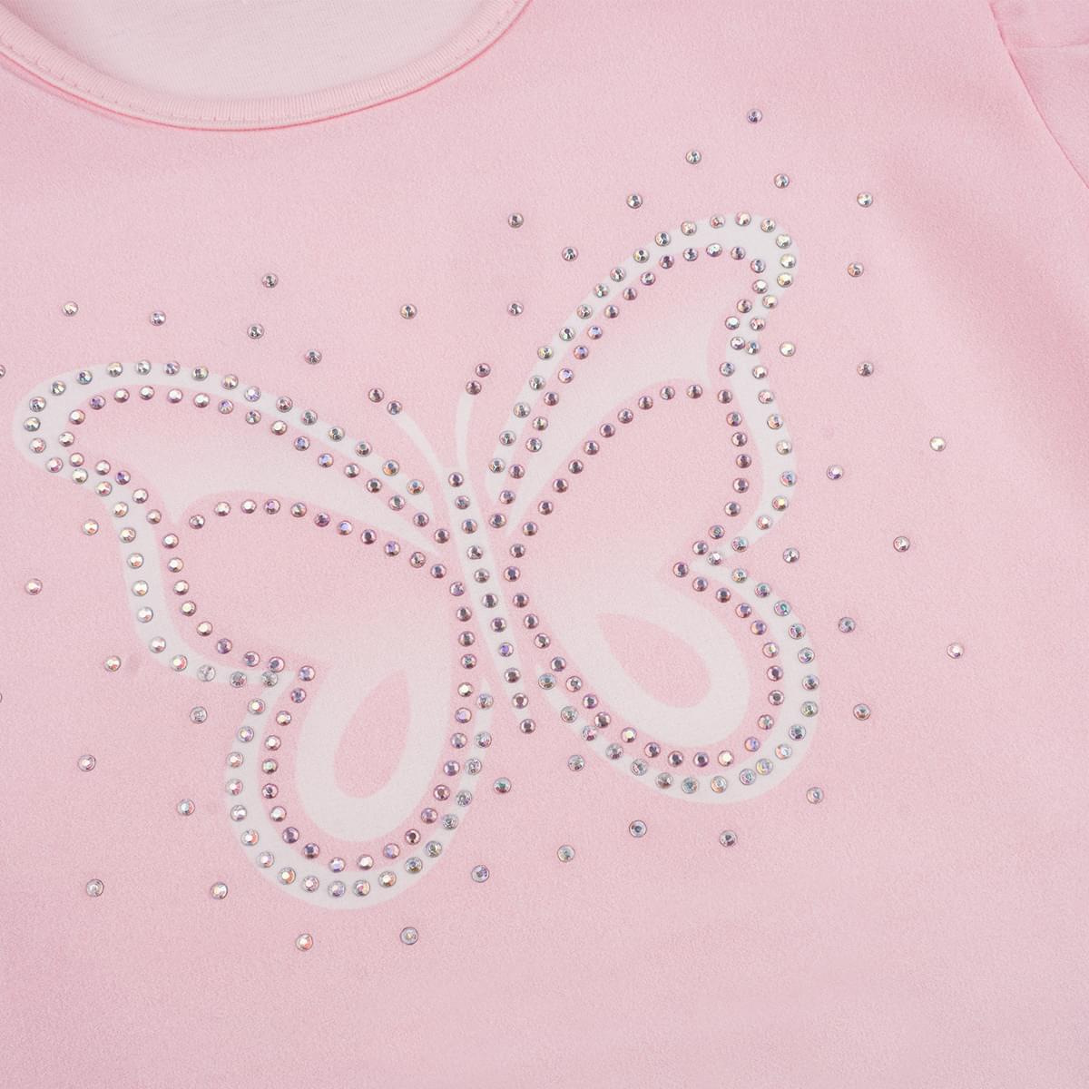 Camiseta Infantil Pampili Borboleta com Strass Rosa