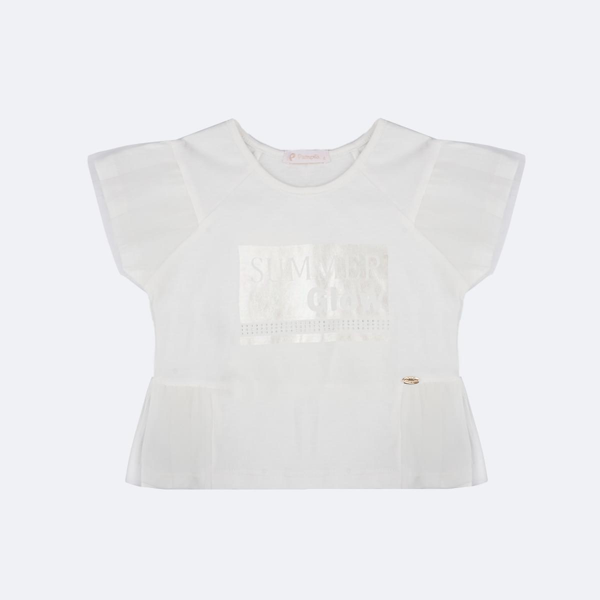 Camiseta Infantil Pampili Summer Glow Tule Off White