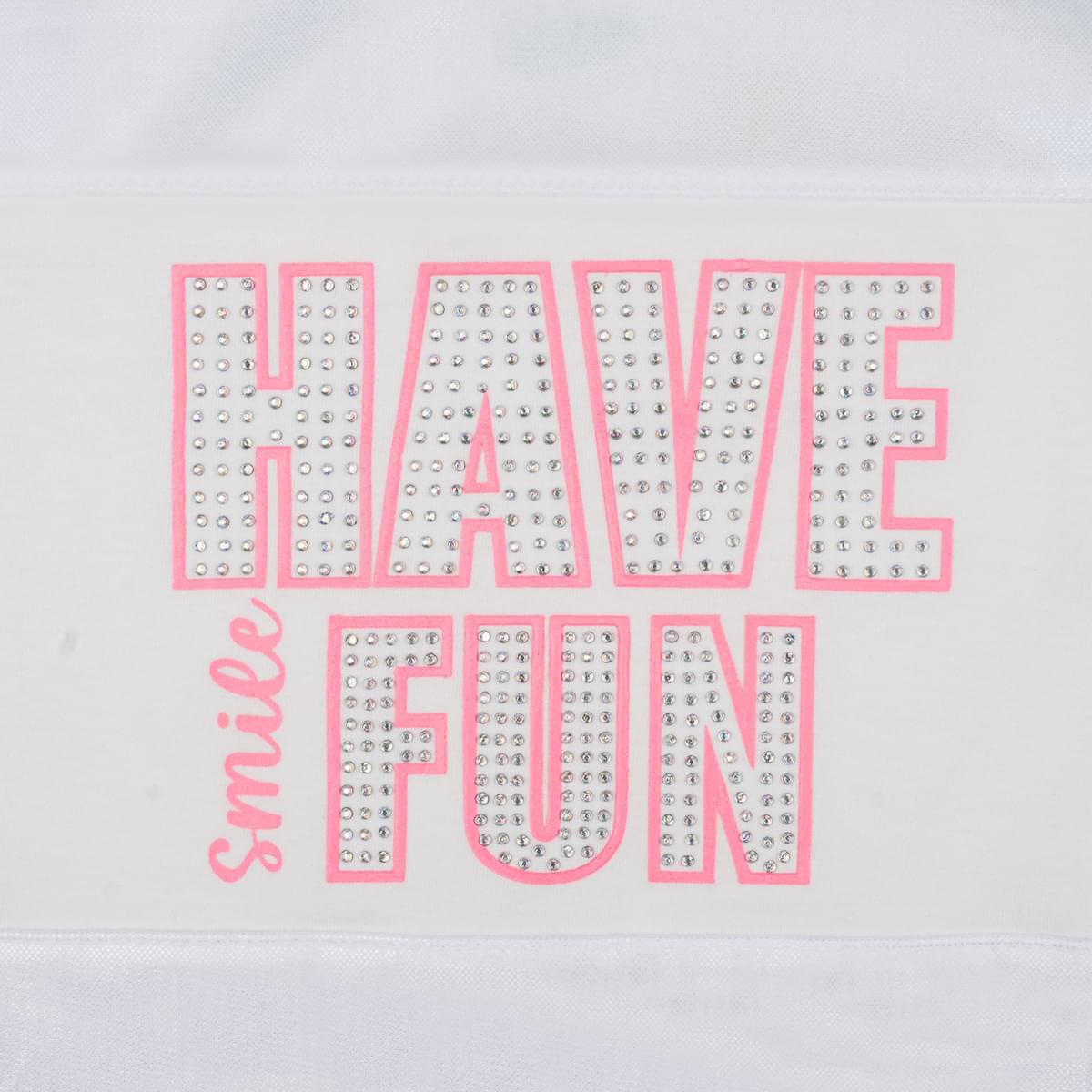 Camiseta Infantil Pampili Have Fun Strass Branca Holográfica