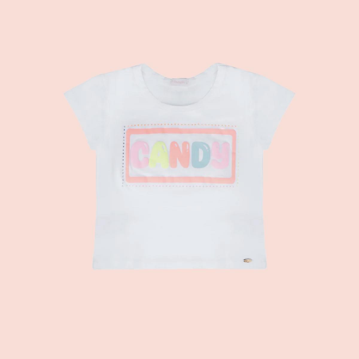 Camiseta Infantil Pampili Candy Branca Colorida
