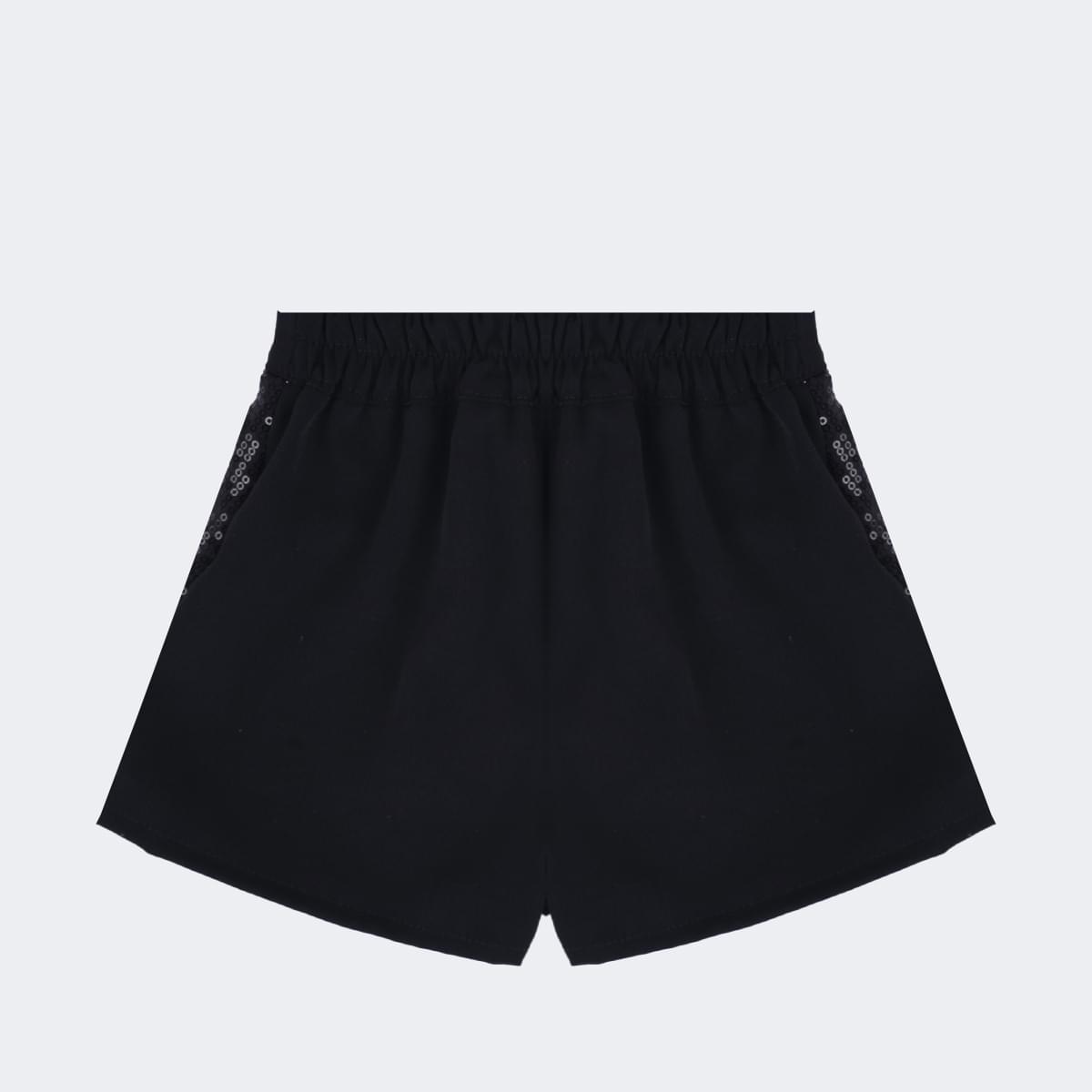 Short Saia Infantil Feminino Pampili Paetê Preto